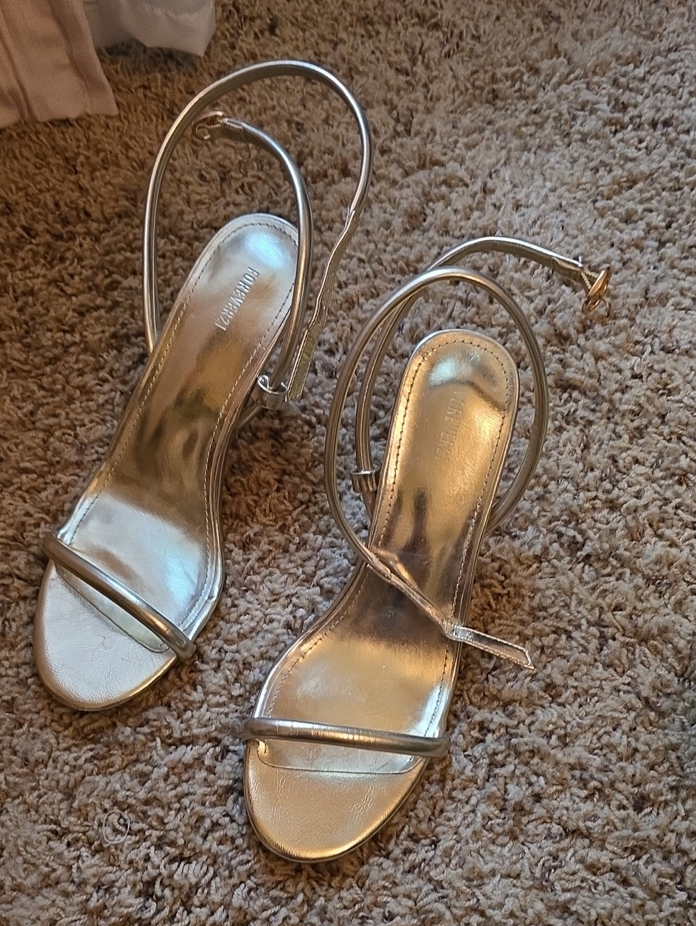 Gold Metallic Strappy Slingback Sandals - Women